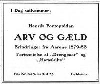 Ingeborg Andersen til Henrik Pontoppidan 19.4.1938. 