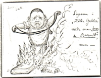 Henrik Pontoppidan til Ernst Bojesen 23.12.1902. Forside (tekst og tegning af Ernst Bojesen?)