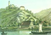 Henrik Pontoppidan til Martinus Galschiøt 17.6.1912. Burg Hornberg, aquatinta af Tanner, 1840