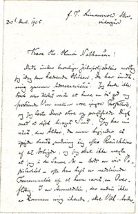 Henrik Pontoppidan til Henri Nathansen 30.12.1905. side 1