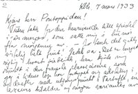 Dina Lea til Henrik Pontoppidan 7.3.1933. side 1
