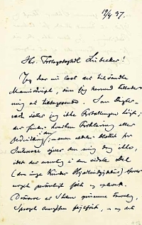 Henrik Pontoppidan til J.L. Lybecker 19.4.1897. side 1