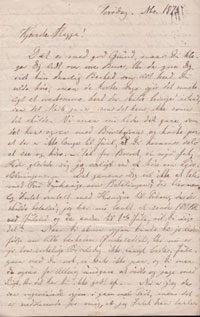 Marie Oxenbøll til Margrethe Jespersen, f. Pontoppidan 18.11.1875. side 1