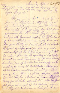 Marie Oxenbøll til Margrethe Jespersen, f. Pontoppidan 8.9.1884. side 1
