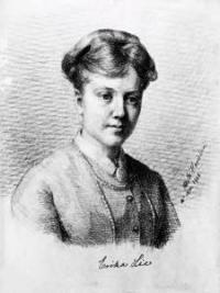 Marie Oxenbøll til Morten Pontoppidan 6.3.1877. Erika Lie. Tegning av Aasta Hansteen (1868). Nasjonalbiblioteket i Oslo.
